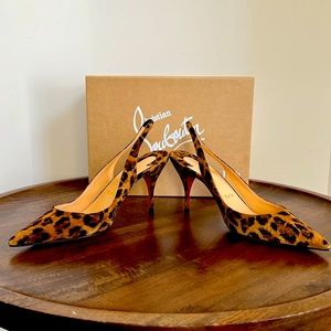 Authentic Christian Louboutin Clare Sling 80 Veau Velours Kitty